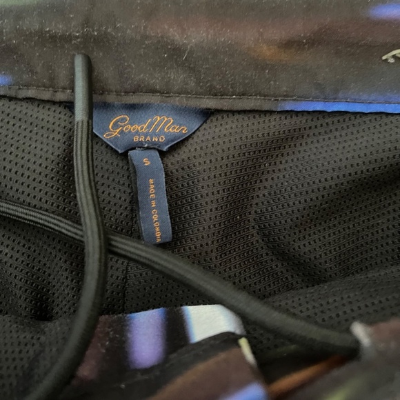 Good Man Brand "Flashing Lights" print swim trunk men's sz small striped - Picture 3 of 8